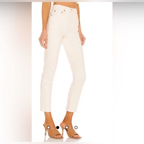Revolve RE/DONE Orginals 90s High Rise Ankle Crop in Vintage White NEW Size 26 - Picture 2 of 16